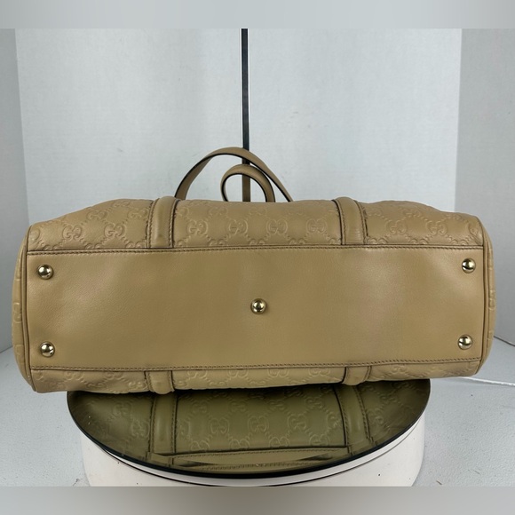 GUCCI LEATHER LOGO GUCCISSIMA SATCHEL BAG - Picture 7 of 15